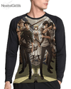 Camisa Manga Longa Raglan Shingeki no Kyojin Estampa Total Frente MOD.02