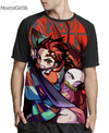 Camisa Raglan Tanjirou e Nezuko Kimetsu no Yaiba Estampa Total Frente