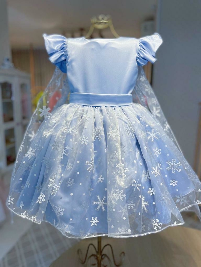 Vestido Frozen Cinderela Infantil Bebê com Capa 4 ao 12