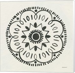 mandala em canvas preto e branco