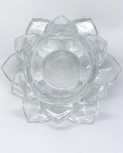 Castiçal de vidro flor de lótus 11,5cm - Orgonites e loja de artigos esotéricos