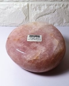 Porta-velas de quartzo rosa com orgonite - 983g - amor