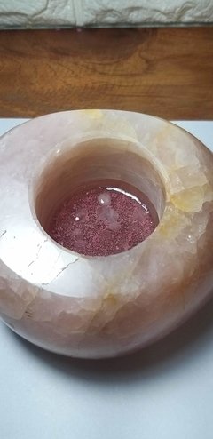 Imagem do Porta-velas de quartzo rosa com orgonite - 983g - amor