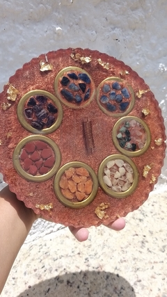 Disco de orgonite terapêutico mandala dos chakras 22,5cm