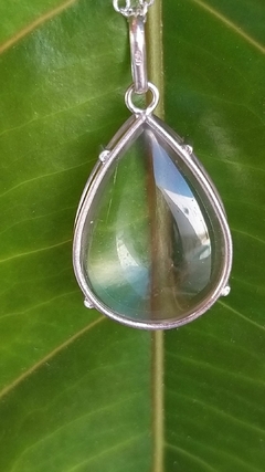 Pingente gota de cristal com garra e corrente de prata - opções de pedras - Orgonites e loja de artigos esotéricos