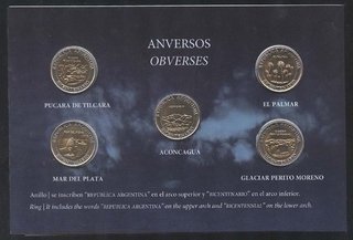 blister del bicentenario con 5 monedas conmemorativas