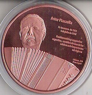 5050Medalla ´´Astor Piazzolla´´ - Cobre - Con certificado de Autenticidad