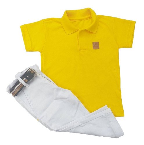 Roupa Infantil Menino Camisa Polo Com Calça De Brim Algodão