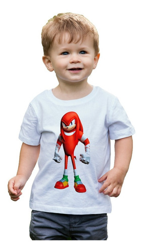 Camiseta Knuckles Sonic Fantasia infantil Sonic Vermelho