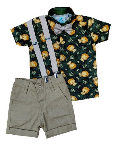 roupa rei leão safari infantil conjunto masculino bebe menino 1 ano