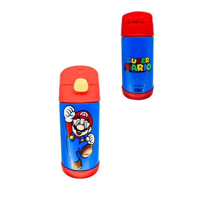 Garrafa Cantil Click Com Canudo Super Mario Bros Nintendo 300ML