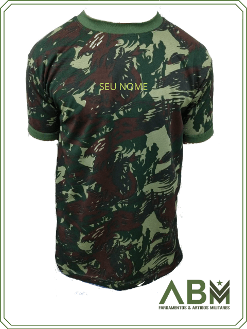 CAMISETA CAMUFLADA EXÉRCITO BRASILEIRO - TECIDO DRY FIT TRILOBAL EM ALTA  SOLIDEZ - COM O NOME DE GUERRA BORDADO