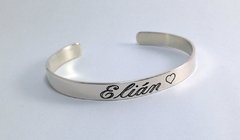 Pulsera  Personalizada de plata: identidad con nombre; Joyas para Fans; Hecho a mano; Envío Gratis; Argentina