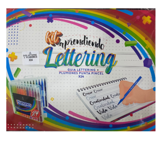 KIT GUIA LETTERING X 24 PLUMONES ARTISAN PUNTA PINCEL