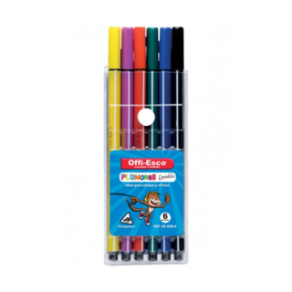 PLUMONES LAVABLES TRIANGULARES ESTUCHE x 6 UND OFFI ESCO