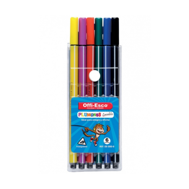 Plumon Escolar Lavable x 18 Colores