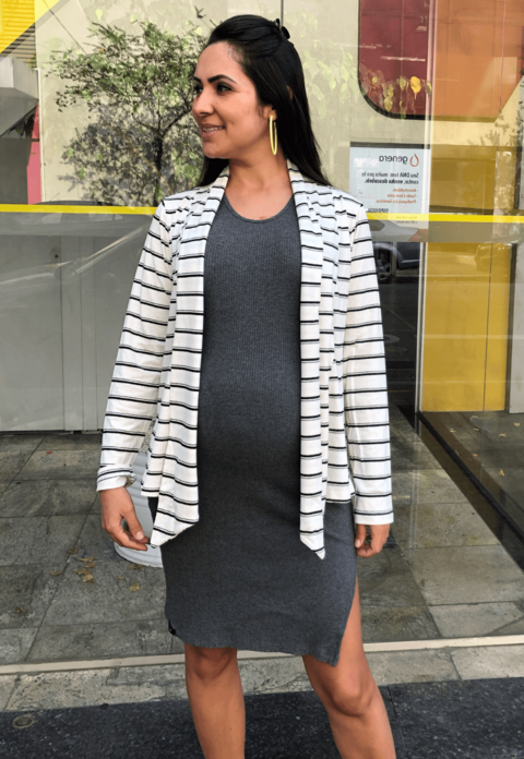 Cardigan listrado listra grossa