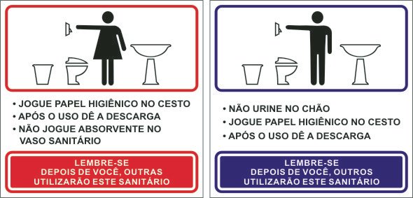 Placa Aviso - Não Jogue Papel no Vaso Sanitário - Iplacas Sinalização