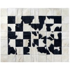 BORDERED BLACK SPLASHED COWHIDE RUG