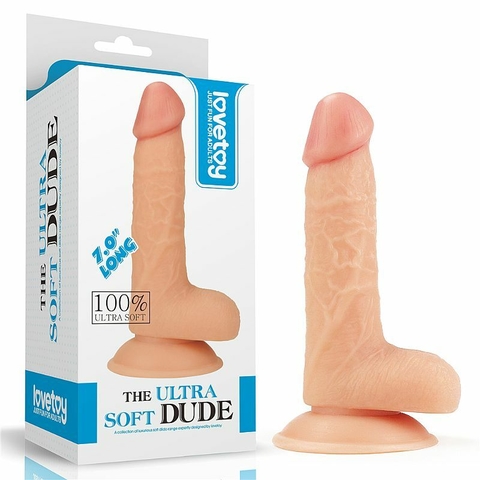 THE ULTRA SOFT DUDE 7.0 PRÓTESE PENIANA REALÍSTICA 16X4CM COM ESCROTO, VEIAS SALIENTES E VENTOSA COR BEGE – CÓD 1492