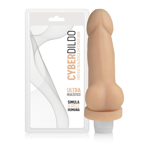 PRÓTESE REALÍSTICA 18X4CM EM CYBERSKIN COM VIBRADOR E COM ESCROTO - CÓD 1426