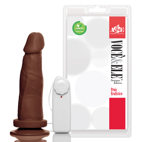 PRÓTESE REALÍSTICO 16X4CM COM VIBRADOR E VENTOSA COR MARROM - CÓD 1461