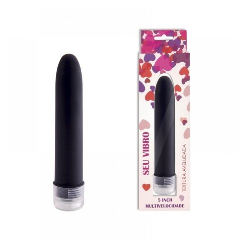 VIBRADOR 13,5X2,5CM PERSONAL TEXTURA EMBORRACHADA PRETO - CÓD 2180