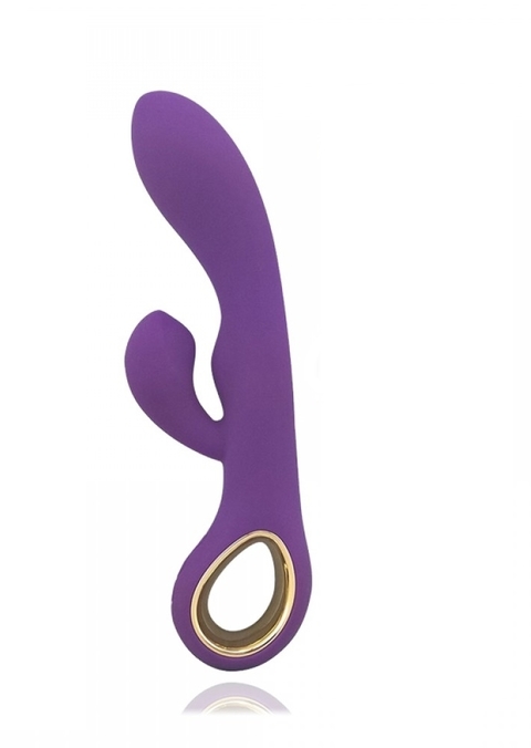 LEALSO MIYA VIBRADOR DE LUXO RECARREGÁVEL COM DETALHES EM METAL E ESTIMULADOR COR ROXA – CÓD 2236