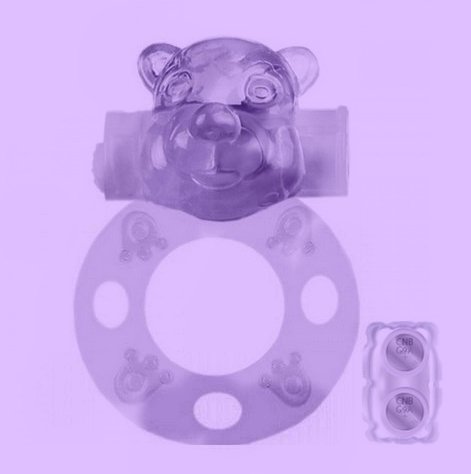 ANEL PENIANO URSO COM VIBRO COR ROXO - CÓD 5228