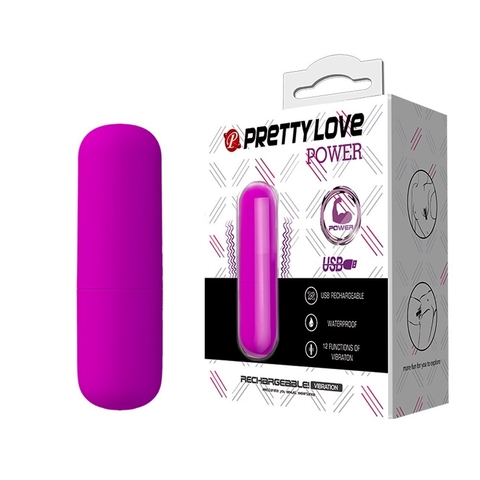 PRETTY LOVE POWER CÁPSULA VIBRATÓRIA RECARREGÁVEL COM 12 MODOS DE VIBRAÇÃO COR MAGENTA – CÓD 2360