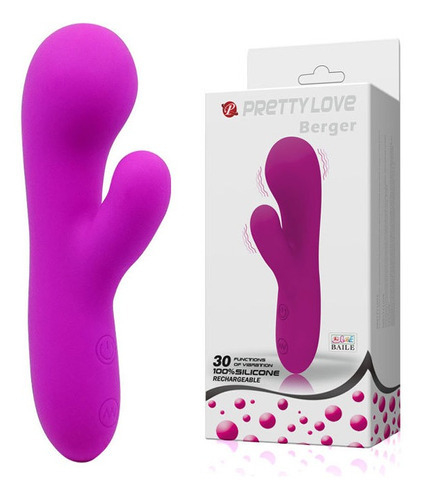 PRETTY LOVE BERGER VIBRADOR 14,5X3,8CM COM ESTIMULADOR DE CLÍTORIS, RECARREGÁVEL E COM 30 MODOS DE VIBRAÇÃO COR MANGENTA - CÓD 2520