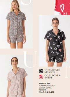 Pijama camisero mangas cortas y short-Woman By Promesse (WO15158V23)