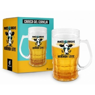 Caneca Gel Cerveja 450ml Nunca Fiz Amigos Bebendo Leite