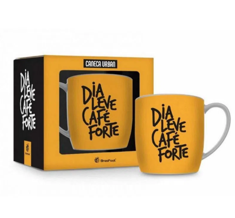 Caneca Porcelana Urban - Dia Leve Café Forte