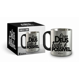 Caneca Metal Inox - Com Deus Tudo É Possível