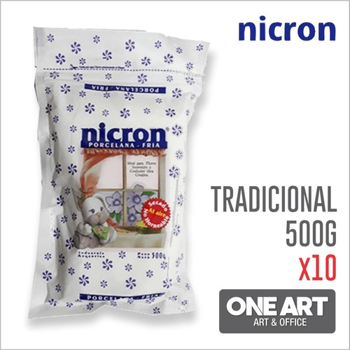 Porcelana Fria Nicron Tradicional X 500g Blanca X 10 Unidade