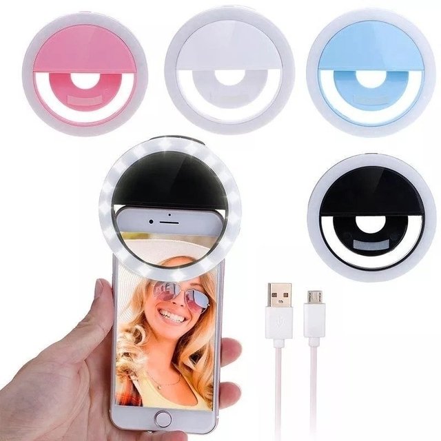 Aro Luz Led Selfie Celular Anillo Recargable 3 Intensidades