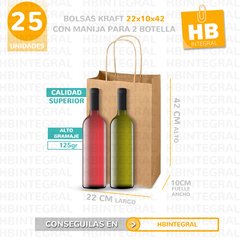 BOLSA DE PAPEL MADERA PARA 2 BOTELLAS DE VINO 22X10X42 - tienda online