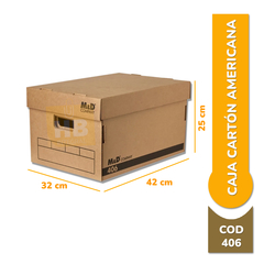 CAJA ARCHIVO MYD 406 CARTON AMERICANA 42x32x25 C/TAPA SUPER REFORZADA - comprar online