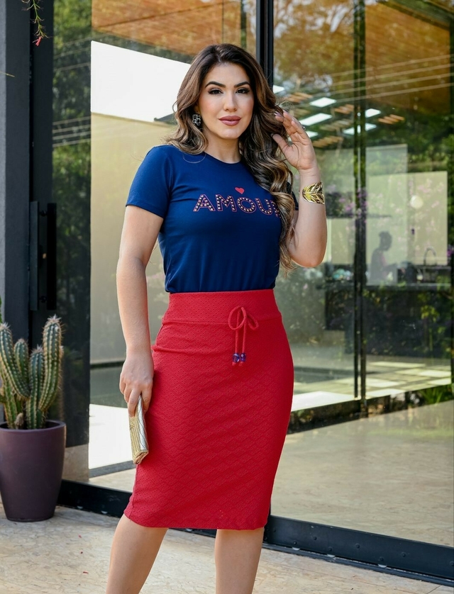 Saia e sales blusa feminina