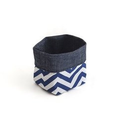 Cachepô Jeans Chevron Pequeno