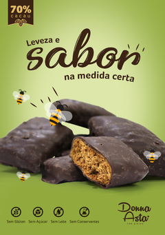 Pão de Mel Sem Glúten, Zero Açúcar, Sem lactose, Com Chocolate 70% (Donna Asta). - comprar online