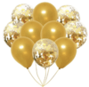 Bouquet x10 globos perlados dorados y confetti dorado