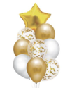 Bouquet x9 globos estrella dorada y blanco