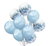 Bouquet x10 globos celestes perlado y confetti celeste