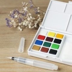 Kit de acuarela Koi Sakura en pastillas de 12 colores + pincel de agua - comprar online