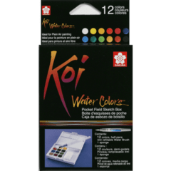 Kit de acuarela Koi Sakura en pastillas de 12 colores + pincel de agua