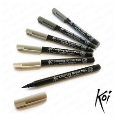 Plumon Acuarelable Koi Coloring Brush Set 6 Grises - comprar online