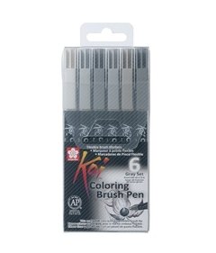 Plumon Acuarelable Koi Coloring Brush Set 6 Grises