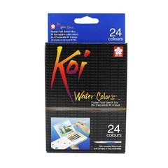 KIT DE ACUARELAS KOI SAKURA EN PASTILLAS 24 COLORES MÁS PINCEL DE AGUA